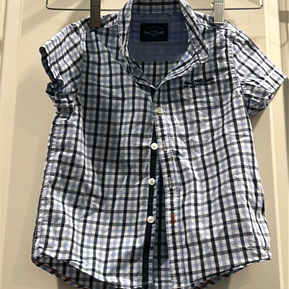 Next premium plaid checkered Button down short sleeve Shirt boy size 5 yrs 110cm